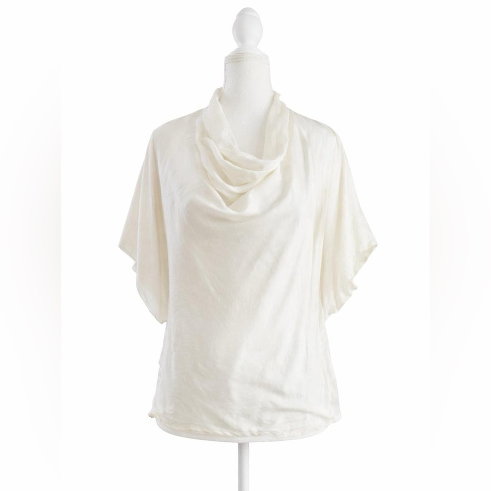 W by Worth Ivory Silk Cowl Neck Blouse Size 0